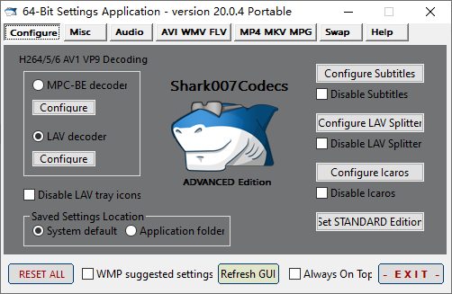 Shark007 Codecs 多媒体编解码器套件 v20.0.5 绿色版